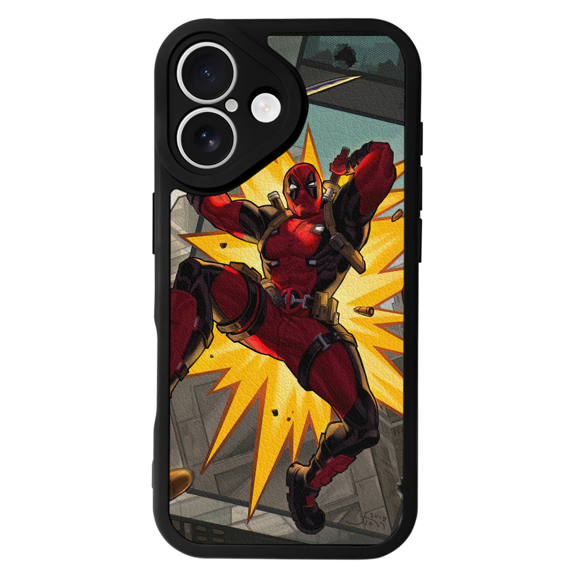 （画像用） Deadpool デッドプール 【iPhone 16シリーズ対応】シリコンスマホケース（レザー調） 材質：シリコン
